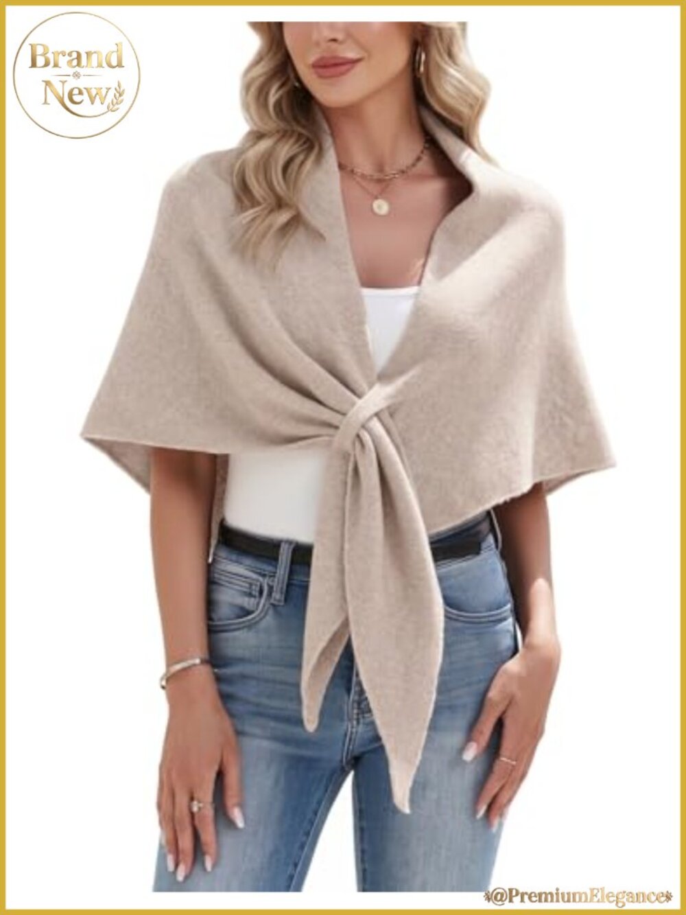 Knit Shawl Wrap Poncho Triangle Cape Scarf for Women